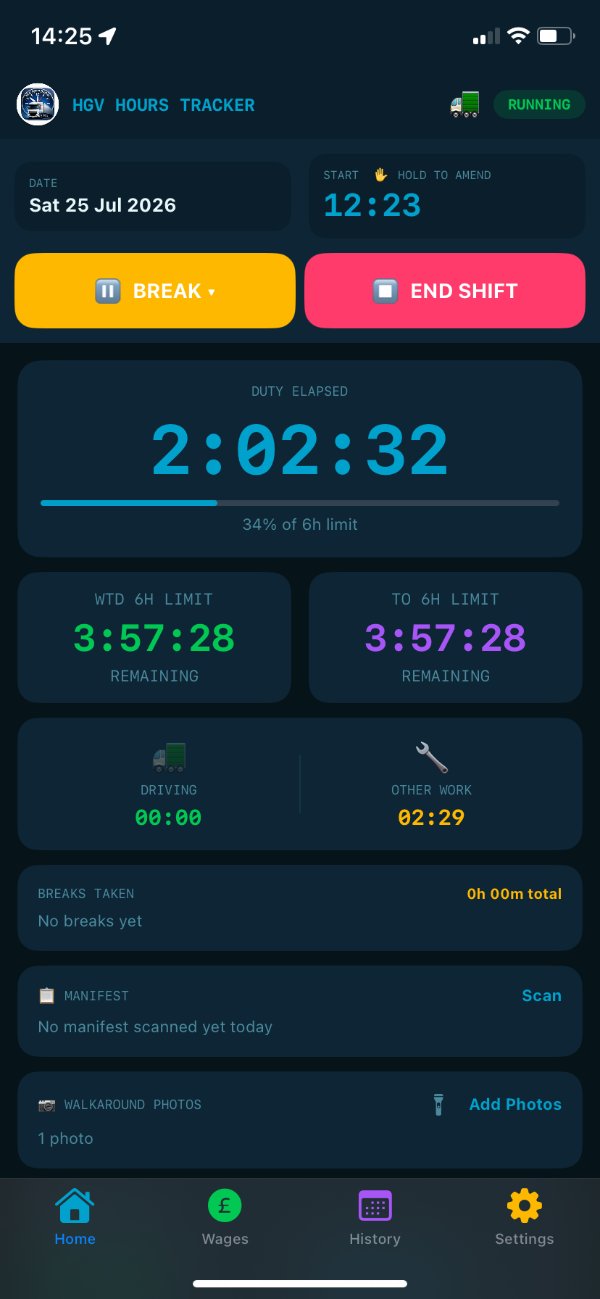 HGV Hours Tracker on iPhone